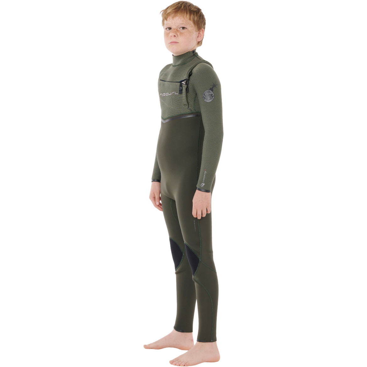 2026 Rip Curl Junior Flashbomb Pro 4/3mm Chest Zip Våtdräkt 14JBFS Deep Cactus
